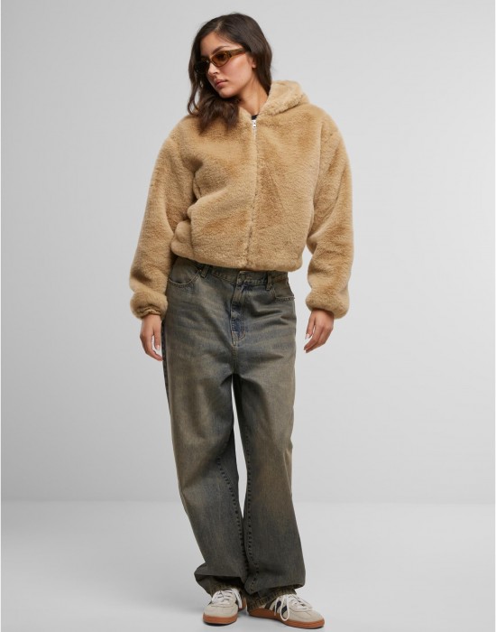 Суичър Ladies Full Zip Faux Fur Hoodie wetsand XS