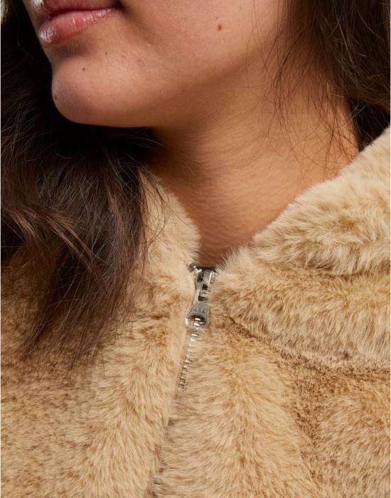 Суичър Ladies Full Zip Faux Fur Hoodie wetsand XS