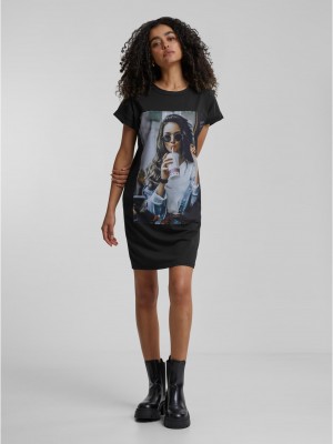 Тениска Cloud5ive Damen T-Shirt Kleid Woman Cup Print black XXL