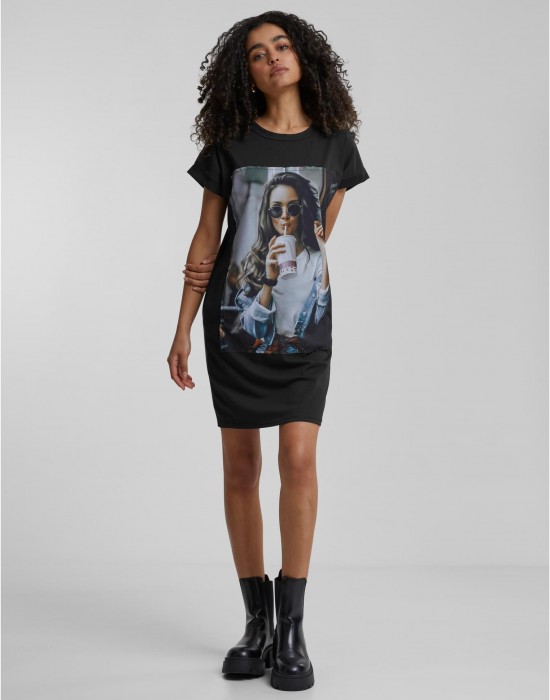 Тениска Cloud5ive Damen T-Shirt Kleid Woman Cup Print black XXL