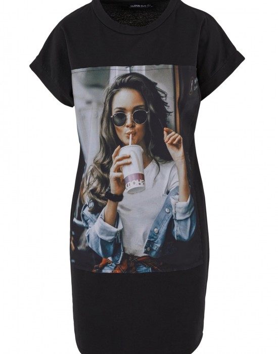 Тениска Cloud5ive Damen T-Shirt Kleid Woman Cup Print black XXL