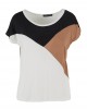 Тениска Cloud5ive Damen Viskose Colorblock T-Shirt camel brown/black XXL