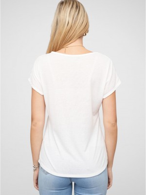 Тениска Viskose T-Shirt mit Pilz Print white XXL