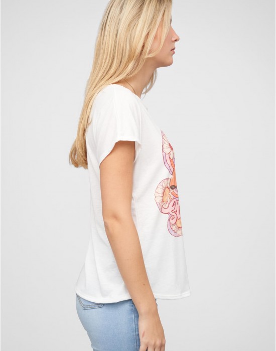 Тениска Viskose T-Shirt mit Pilz Print white XXL