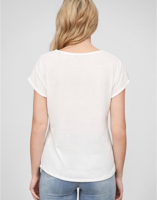 Тениска Viskose T-Shirt mit Blumen Print white XXL