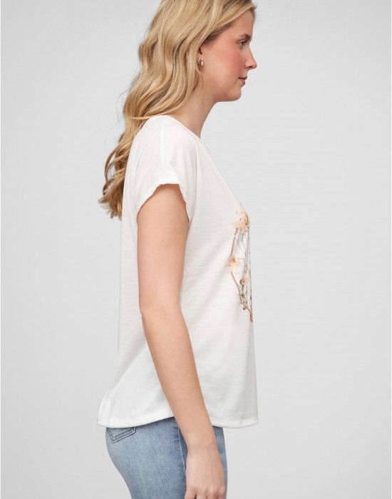 Тениска Viskose T-Shirt mit Blumen Print white XXL