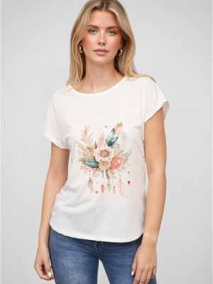 Тениска Viskose T-Shirt mit Traumf?nger-Blumen Print white XXL