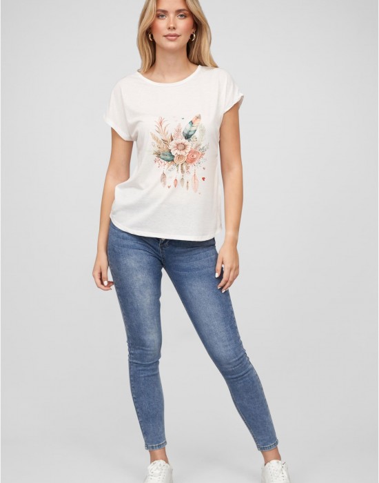 Тениска Viskose T-Shirt mit Traumf?nger-Blumen Print white XXL