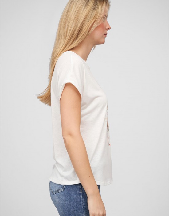 Тениска Viskose T-Shirt mit Traumf?nger-Blumen Print white XXL