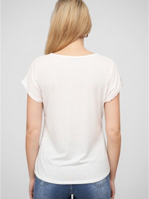 Тениска Viskose T-Shirt mit Love-Blumen Print white XXL