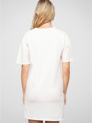 Тениска T-Shirt-Kleid mit Free Yourself Butterfly Print white XS