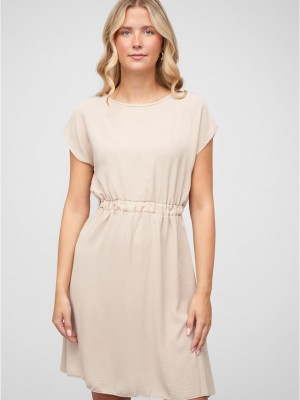 Тениска Musselin T-Shirt-Kleid mit elastischem Taillenbund beige XXL