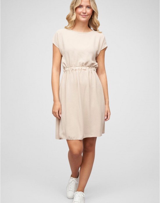 Тениска Musselin T-Shirt-Kleid mit elastischem Taillenbund beige XXL