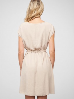 Тениска Musselin T-Shirt-Kleid mit elastischem Taillenbund beige XXL