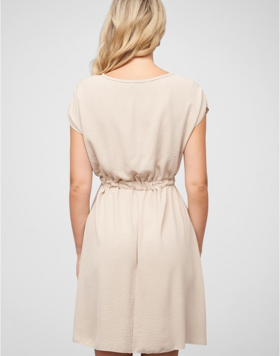 Тениска Musselin T-Shirt-Kleid mit elastischem Taillenbund beige XXL