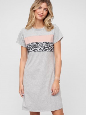 Тениска T-Shirt Dress Colorblock heather grey XXL