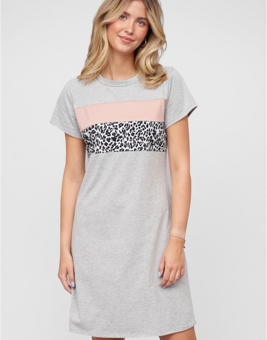 Тениска T-Shirt Dress Colorblock heather grey XXL