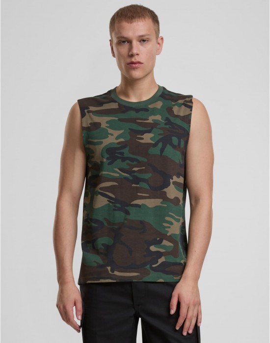 Тениска Brandit T-Shirt sleeveless woodland XXL Тениска Brandit T-Shirt sleeveless woodland XXL