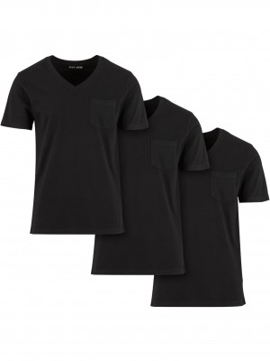 Тениска DEF V-Neck 3-Pack T-Shirt black XXL