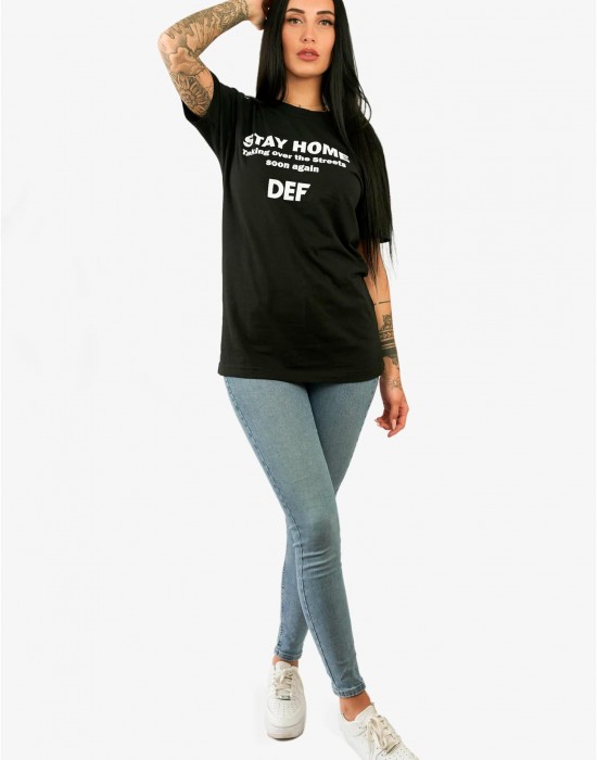 Тениска DEF Stay Home T-Shirt black XS
