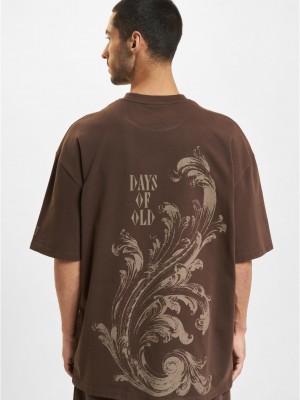 Тениска DEF Flourish T-Shirt chocolate brown washed XXL