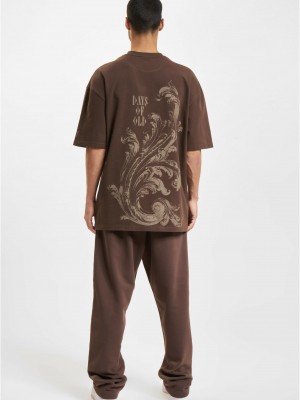 Тениска DEF Flourish T-Shirt chocolate brown washed XXL