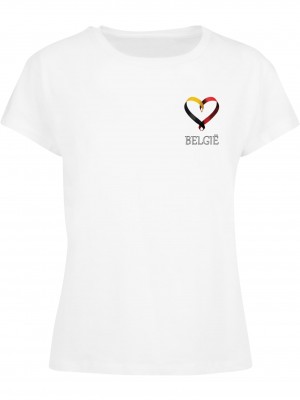 Тениска Ladies Merchcode Football - Belgium T-shirt white XXL