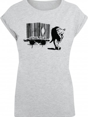 Тениска Ladies Brandalised - Barcode Leopard Circle T-Shirt heather grey XXL