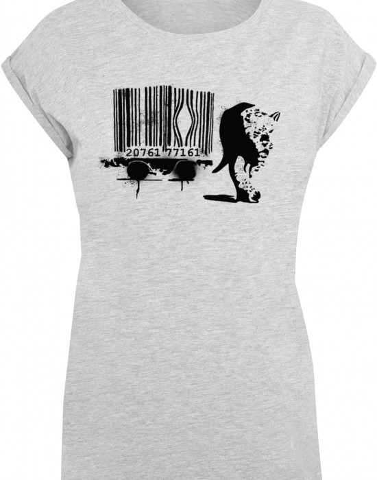 Тениска Ladies Brandalised - Barcode Leopard Circle T-Shirt heather grey XXL