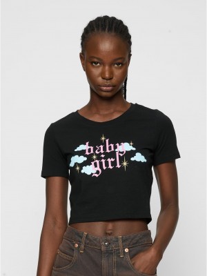 Тениска Baby Girl Cropped Tee black XXL