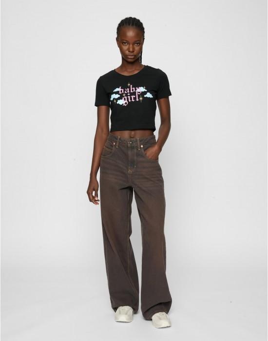 Тениска Baby Girl Cropped Tee black XXL