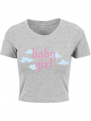 Тениска Baby Girl Cropped Tee grey XXL