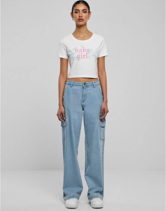Тениска Baby Girl Cropped Tee white XXL
