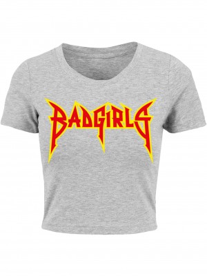 Тениска Badgirls Cropped Tee grey XXL