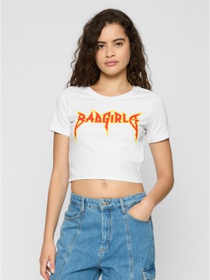 Тениска Badgirls Cropped Tee white XXL