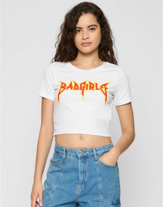 Тениска Badgirls Cropped Tee white XXL