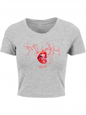 Тениска Muah Cropped Tee grey XXL