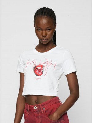 Тениска Muah Cropped Tee white XXL