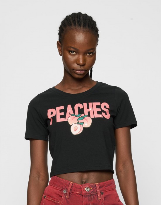 Тениска Peaches Cropped Tee black XXL