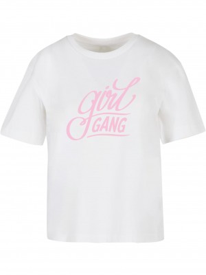 Тениска Girl Gang Wording Tee white XXL