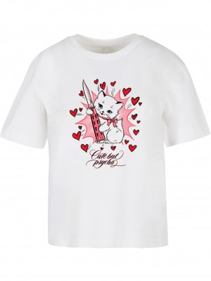 Тениска Psycho Kitty Tee white XXL