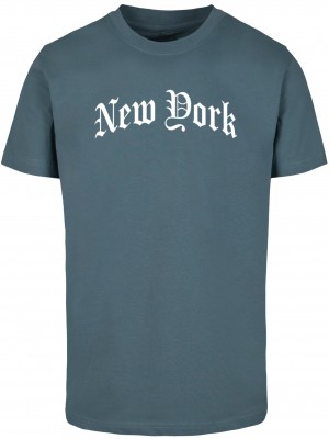 Тениска New York Wording Tee dustyblue XXL