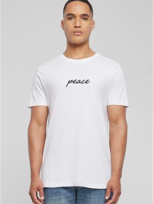 Тениска Peace Wording EMB Tee white XXL