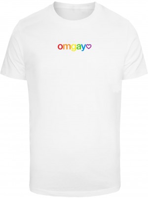 Тениска OMGay Rainbow Pride Tee white XXL