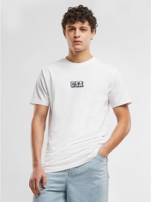 Тениска USA College Wording Patch Tee white XXL