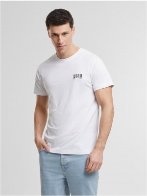 Тениска Pray Old English Wording EMB Tee white XXL Тениска Pray Old English Wording EMB Tee white XXL