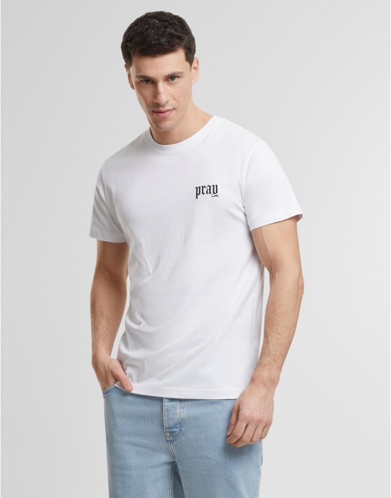 Тениска Pray Old English Wording EMB Tee white XXL Тениска Pray Old English Wording EMB Tee white XXL