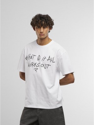 Тениска It All Works Out Wording Oversize Tee white XXL Тениска It All Works Out Wording Oversize Tee white XXL