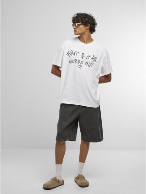 Тениска It All Works Out Wording Oversize Tee white XXL Тениска It All Works Out Wording Oversize Tee white XXL
