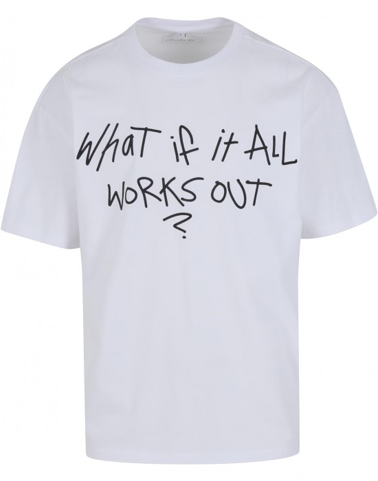 Тениска It All Works Out Wording Oversize Tee white XXL Тениска It All Works Out Wording Oversize Tee white XXL